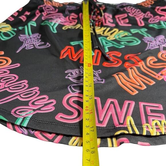 Curve Letter Graphics Stretch Mini Skirt Pull on XL Hip Hop Party Sporty - Picture 7 of 9